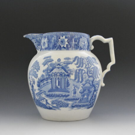Jug, Chinese River Scene with Temple and Pyramids & Willow and Summer House