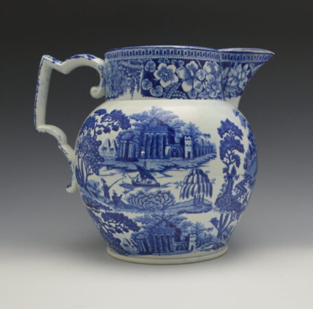 Jug, Chinese River Scene with Temple and Pyramids & Willow and Summer House