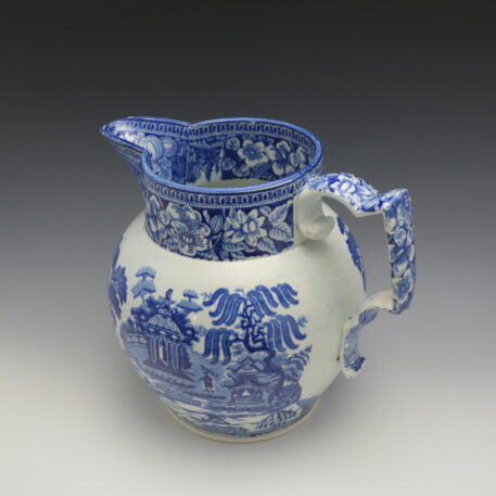Jug, Chinese River Scene with Temple and Pyramids & Willow and Summer House - Image 6