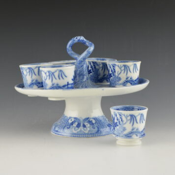 Egg Stand with Original Egg Cups, Two Temples II, Variation Broseley
