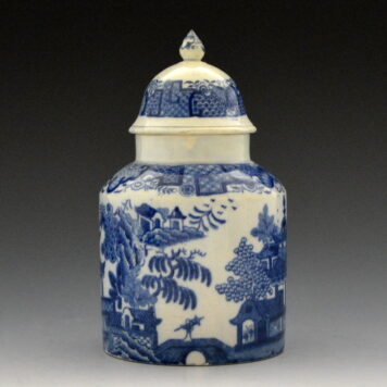 Tea Canister, One Man on a Bridge