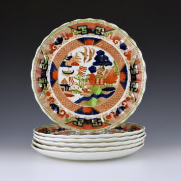 Luncheon or Dessert Plates Set of Six, Gaudy Willow