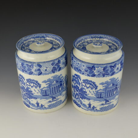 Storage Jar, a Pair, Chinese River Scene with Temple and Pyramids & Willow and Summer House - Image 5