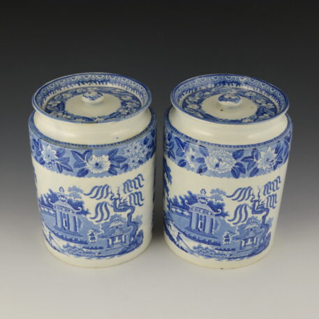 Storage Jar, a Pair, Chinese River Scene with Temple and Pyramids & Willow and Summer House - Image 6