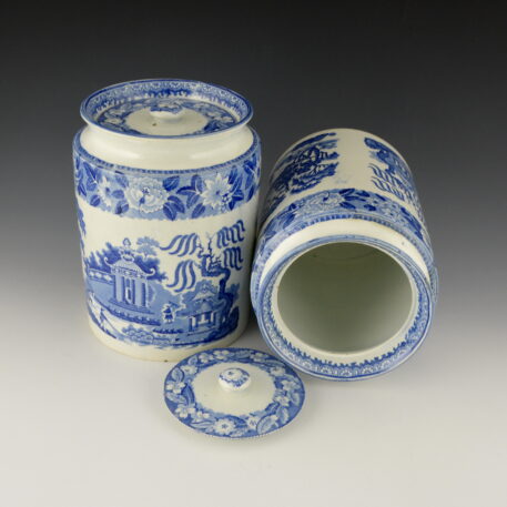Storage Jar, a Pair, Chinese River Scene with Temple and Pyramids & Willow and Summer House - Image 8